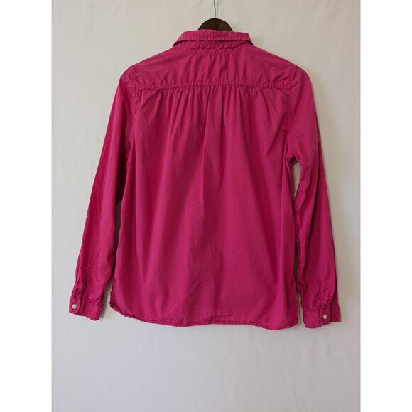 J. Crew Garment-dyed Cotton Poplin Utility Shirt Women 8 Pink Long Sleeve Office - Picture 3 of 7